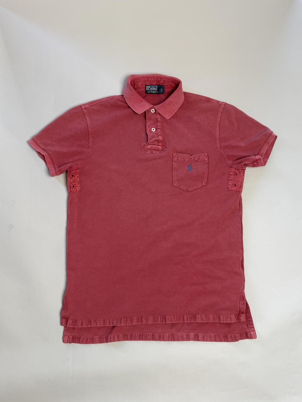 Vtg Polo By Ralph Lauren Mens Shirt Vent Arm Pit Eyelits Medium Red Pique Pony